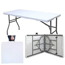sogesfurniture Tavolo Pieghevole da Picnic da Giardino Bianco, Portatile con Maniglia, perfetto come Tavolo da Campeggio, da Giardino, da Buffet, da Cucina, 152x71x74cm, HP-152CZ-BH