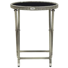 FAMIROSA Tavolino da caffè Grigio 60 cm in Polyrattan e Vetro Temperato