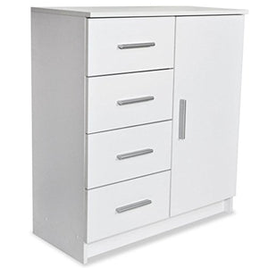Festnight Credenza Moderna in Truciolato 79x35x88 cm Rovere/Bianco con 4 Cassetti Laterali e Un Armadio da Stanza/Camera/Salotto/Sala da Pranzo