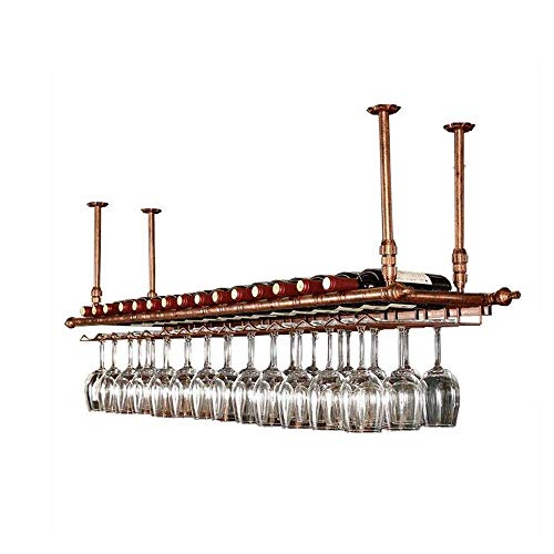 HLL Portabicchieri da Vino, Soffitto Rustico ad Altezza Regolabile a Parete Impiccata a Parete Supporto Retrò Vetro Bottiglia Di Vino in Vetro 2 Colori 5 Taglie,Ottone,150 × 30 Cm.