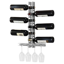 [en.casa] Portabottiglie Pensile da Vino 55 x 35 x 7 cm Supporto in Acciaio per 6 Bottiglie Cantinetta da Parete in Metallo Scaffale per Bottiglie da Vino e Portabicchieri