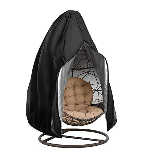 Vvciic Copertura della Sedia Sospesa del Patio, Sedia a Dondolo per Esterni in Vimini in Rattan per Esterni, Copertura per Mobili da Giardino con Cerniera, Protezione Impermeabile, Nero