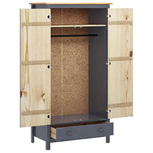 Ausla - Armadio a due ante con 1 cassetti e 1 ripiani per vestiti, camera da letto, casa, dimensioni: 89 x 50 x 170 cm, colore: grigio e marrone miele