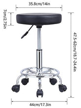 KKTONER Sgabello rotondo in pelle PU con poggiapiedi Regolazione dell'altezza della parte girevole Spa Salone di disegno Tattoo Workshop Massaggi Sgabelli Sedia operativa Nero