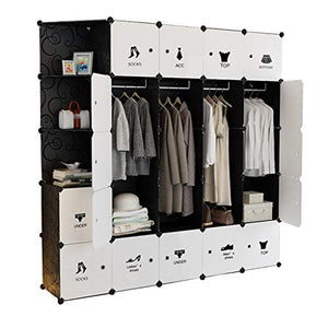 Locker 22-Porte Armadio Armadio 4 Hanging Archivi Rimovibili di Plastica 10-Gitter Angolo Scaffali Abbigliamento Home Camera Nero 183X47X183CM MUMUJIN