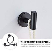 HEMOTON 3 Pezzi Portasciugamani in Acciaio Inox Set Portasciugamani Portasciugamani Porta Carta Igienica con Gancio per Accappatoio Portasciugamani Bagno Set Hardware da Bagno Nero