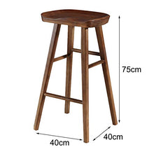 Sgabelli da bar Seggiolone in Legno Massello Sgabello da Bancone per La Colazione Cm Altezza 75 Cm con Poggiapiedi per Cucina Soggiorno Ristorante Caffetteria Pub(Color:Noce Nera)