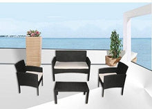 Bagno Italia Arredo Divano poltrone tavolino Set Giardino Nero o Marrone Rattan Cuscini Bianchi Impermeabili I