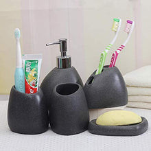 JTKDL Set di Accessori da Bagno 5 Pezzi - Portaspazzolino Portasapone Distributore di Sapone/Lozione Bicchiere,Black