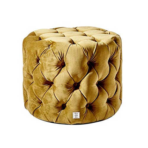 LZZJIAJU Poggiapiedi Rotondo ottomano, Bottone Profondo POUFFO POUFFE POUFFE Ottoman (Colore : Giallo)