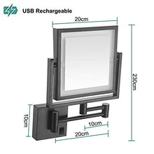 MRJ Specchio Ingranditore da Parete Illuminato Ingradimento 3X, Specchio da Bagno con con Luce LED, USB Ricaricabile Specchio Cosmetico Illuminato Ingradimento Quadrata