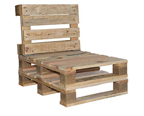 clc Divanetto 1 Posto in Pallet EPAL da Esterno e Giardino -Made in Italy- Legno Verniciato 60x80x74