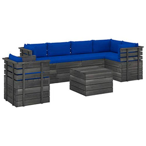 vidaXL Set Divani da Giardino su Pallet 7 pz con Cuscini Massello Pino