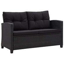 Tidyard Divano da Giardino Esterno 2 Posti Polyrattan con Cuscini Nero 124 cm Divano per Soggiorno 2 Posti Polyrattan Divano in Rattan