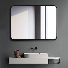 WLABCD Specchio, Bagno, a Parete, Specchio per il Trucco, Spogliatoio, Nero Metallo con Cornice con Cornice da Camera da Letto Trucco/Vanità con 3 Ganci Appesi,70X90Cm.