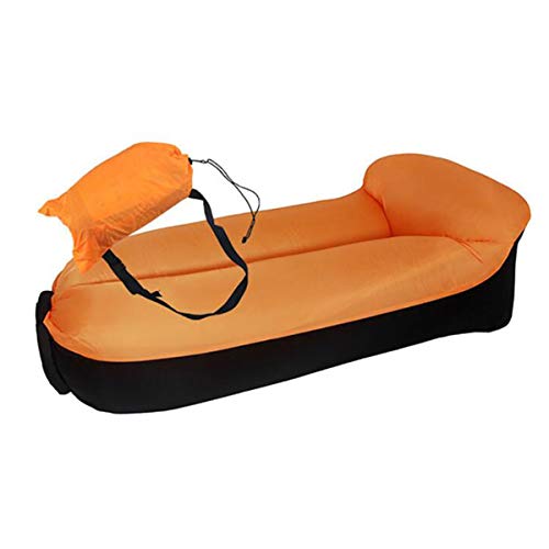 HIUHIU Gonfiabile Divano Aria Sacco a Pelo Giardino Esterno mobili da Spiaggia Sedia Pieghevole Veloce Divano Letto Pigro,Arancia