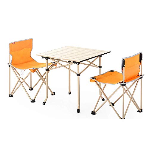 AWJ Tavolo Portatile con 2 sedie e 1 Tavolo, Pieghevole Leggero da Campeggio all'aperto Tavolo Pieghevole Portatile Set di sedie in Rete Borsa per Il Trasporto