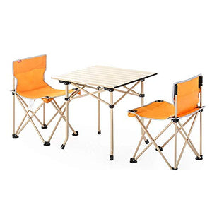 AWJ Tavolo Portatile con 2 sedie e 1 Tavolo, Pieghevole Leggero da Campeggio all'aperto Tavolo Pieghevole Portatile Set di sedie in Rete Borsa per Il Trasporto
