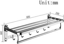 AINIYF Bagno Bagno Doccia Mensola Organizzatore Parete Punch Libero Pieghevole Acciaio Inox 304 portasciugamani, 2 Metodi di Installazione (Dimensioni: 600x230x180mm)