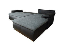 AVANTI TRENDSTORE - Himala - Divano ad Angolo con Funzione Letto e cassettone Integrato, in Similpelle Nera e Microfibra Grigia, Dimensioni: Lap 274x85x180 cm - Arredi Casa