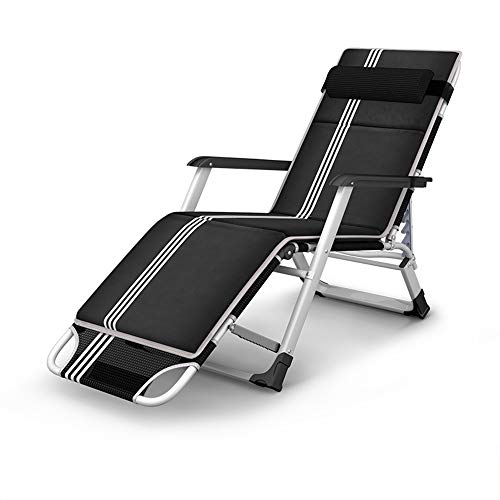 FUFU Sedie a Sdraio Sedia a Sdraio, sedie a gravità Zero Sedie a Sdraio per Esterni Spiaggia all'aperto Sedia reclinabile Regolabile con poggiatesta Supporto 440lbs Nero Pieghevoli