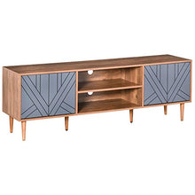 homcom Mobile TV per Salotto con 2 Armadietti con Anta e Mensole, per TV Fino 60'', 160x39.5x55cm, Teak e Grigio