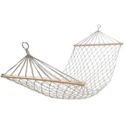 Amaca Bianca con Barre divisorie in Legno Corda in Nylon Portatile Sedia Altalena a Rete Letto Portante 250 kg Sedia sospesa Lettino per Spiaggia Amaca da Esterno per Interni Regali per escursionisti
