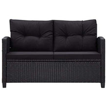 Tidyard Divano da Giardino Esterno 2 Posti Polyrattan con Cuscini Nero 124 cm Divano per Soggiorno 2 Posti Polyrattan Divano in Rattan