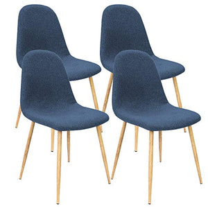 Deuba Sedie Sala da Pranzo 4 pz Tessuto sedie da Cucina Soggiorno Salotto Gambe Metallo Sedia Salone Blu Scuro