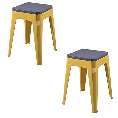 LXHkk Sgabello Alto Semplice, Sgabello Quadrato in Plastica Bicolore Multifunzionale Sgabello con Gradino per Sedia da Pranzo Antiscivolo con Piedini, per Sala da Pranzo/Casa,Giallo,Two