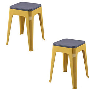 LXHkk Sgabello Alto Semplice, Sgabello Quadrato in Plastica Bicolore Multifunzionale Sgabello con Gradino per Sedia da Pranzo Antiscivolo con Piedini, per Sala da Pranzo/Casa,Giallo,Two