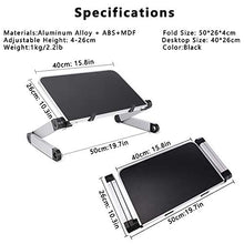 AYADA Supporto per PC Portatile Ergonomico 360° Regolabile, Tavolino Pieghevole PC Notebook di Alluminio, Vassoio di Lettura Inclinabile per Scrivania/Divano/Libro/Rivista/Colazione/Letto(Nero)