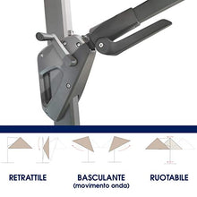 Danieli Ombrellone da Giardino Ø 350 cm | Inclinazione Laterale del Parasole e Struttura Grigio Antracite con Chiusura a Soffietto | Telo in Poliestere 200gr