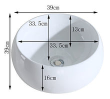 ERIDANUS Serie Luciano -02, Lavabo di Ceramica Bianco Lusso Lavandino Lavello Lavamano Lavabo da Appoggio Tondo Ovale Bacinella Lavandino Lavello per Bagno Casa Bidet Lavabo