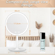 Auxmir Specchio Trucco con Luci a 3 Colori, Specchio da Tavolo, Specchio Cosmetico con Specchietto Ingranditore 10X, Luminosità Regolabile, Ricaricabile, Batteria al Litio, per Bagno e Viaggio
