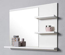 DOMTECH - Specchio a parete da bagno con ripiani e illuminazione LED, colore bianco