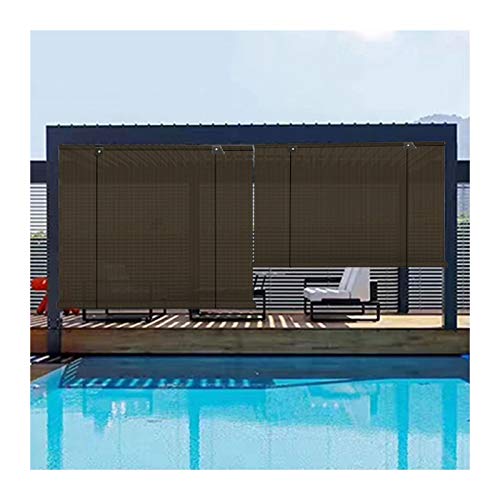 Rullo Ombreggiante Roll Up, Oscuranti, Schermata Privacy, Traspirante Anti UV Lega Di Alluminio Appendiabiti Con 2 Ganci Adesivi Per Deck Gazebo Terrazza Pergola ( Color : Brown , Size : 0.9x3m )
