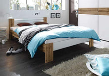 AVANTI TRENDSTORE - Pinto - Fusto Letto Francese in Legno Laminato, Materasso e doghe Non comprese, Disponibile in Diverse colorazioni. Dimensioni Lap 145x68x204 cm (Quercia Selvaggio/Bianco)