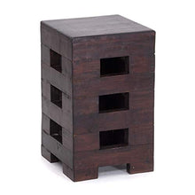 Design Delights, sgabello RUSTIKALER Brick 48" | 48 x 29 x 29 cm (altezza x larghezza x profondità), in mogano, sgabello in legno, sgabello per fiori, tavolino | Colore: 03 marrone scuro
