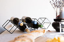LaLe Living Portabottiglie Kaya in ferro nero per 7 bottiglie di vino con dimensioni 54 x 13 cm per conservare bottiglie di vino e acqua in design geometrico