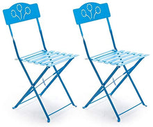 Set 2 Sedie Pieghevoli da Giardino 42x48x83 cm in Ferro Bistrò Azzurre