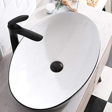 Lavandini bagno Lavelli da Bagno Lavabo in Ceramica Nero Home Creativo Lavabo da appoggio sopra con Presa Acqua Mobili da Bagno Regalo Tondo (Color : Black, Size : 62x41.5x14cm)