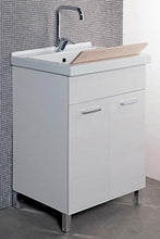 giordanoshop Mobile Lavatoio in Ceramica 60x50x89 cm 2 Ante Ambrosini Bianco Rigato