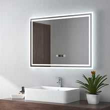 EMKE Specchio bagno a LED, 90 x 70 cm, con illuminazione bianca fredda, con Interruttore touch, Anti-appannamento, IP44, a risparmio energetico