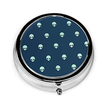 Semplice Alien Head Icona Senza Soluzione di Continuità Modello Rotondo Pill Container 3 Vano Metallo Medicina Caso Vitamina Organizzatore Titolare Scatola Decorativa per Viaggi All'aperto