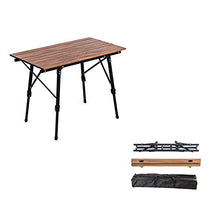 Tavolo pieghevole di riso selvaggio all'aperto, tavolo portatile in lega di alluminio in legno, tavolo barbecue portatile, adatto per cucinare barbecue spiaggia posteriore ospedale,Dark wood grain
