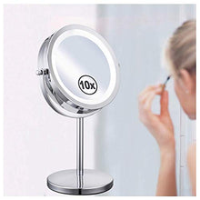 Specchio da trucco con luce a LED, specchio cosmetico con ingrandimento 10x, girevole a 360°, specchio da trucco per camera da letto o bagno, 7 pollici (colore -, dimensioni: -)