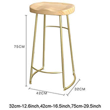 YUANP Sgabelli da Bar Altezza del Bancone Moderno Sedie per Bar Ristoranti caffè Casa Cucina Sala da Pranzo Seduta in Legno Gamba in Metallo Dorato,72CM