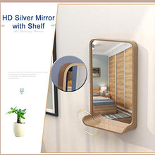 Specchio da Parete Rettangolare da 55 Cm, Specchio da Barba con Cornice in Legno con Ripiano Integrato, Specchio per Il Trucco del Bagno, per Corridoio Camera da Letto Soggiorno Specchio