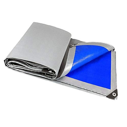 Tewango Argento + Blu ha ricoperto Water Resistant Tarp Heavy Duty Outdoor Rain Blocca Ombra Vela Patio Truck Copertura della Pellicola 180GSM (Color : 3M X 3M)